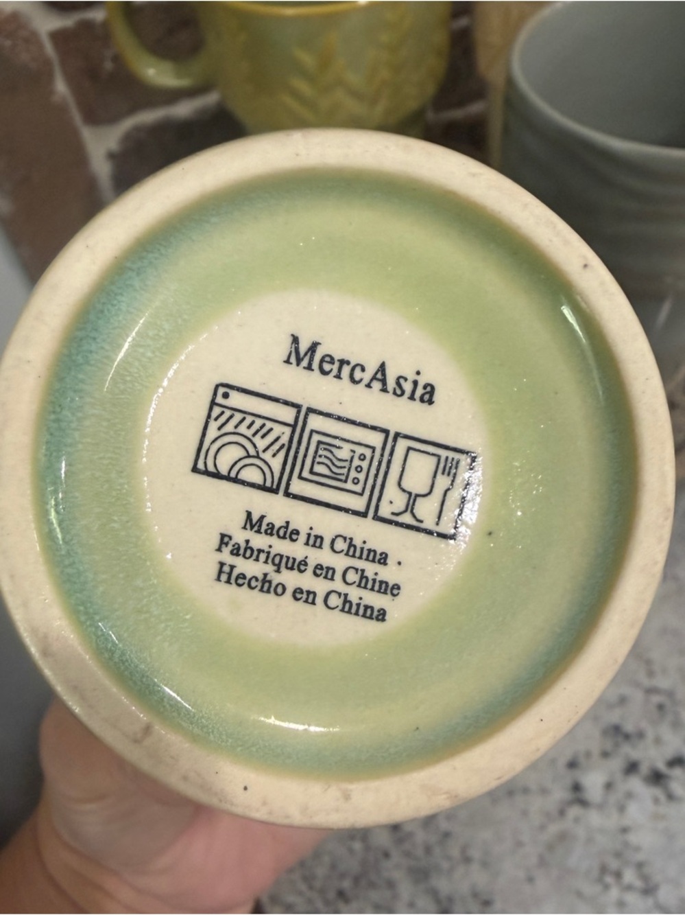 Nice Set of 4 Rare MercAsia Stackable Coffee Cups Mugs Pastel Large Size HTF - Picture 4 of 4